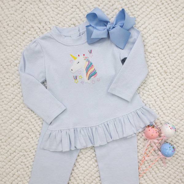 Rainbow Unicorn Ruffle Pants Set