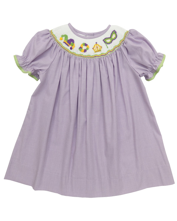 Mardi Gras Smocked Ruffle Dress