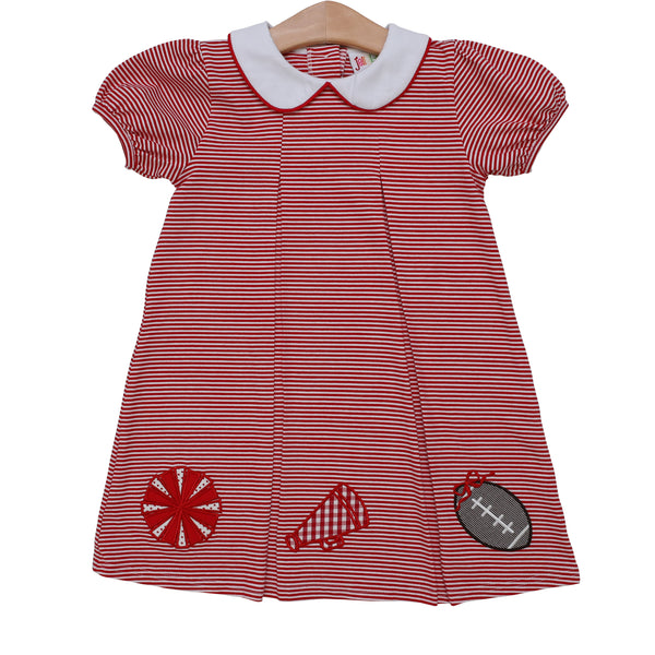 Game Day Pleat Dress- Red Stripe