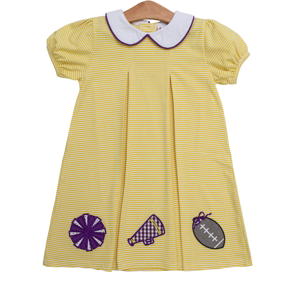 Game Day Pleat Dress- Yellow Stripe