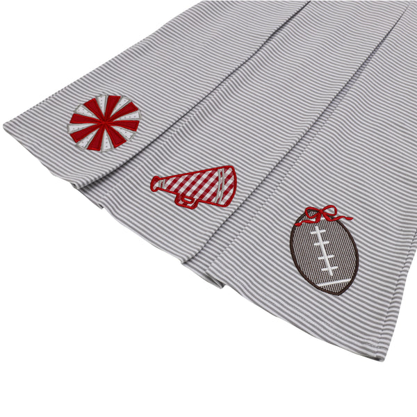 Game Day Pleat Dress- Gray Stripe