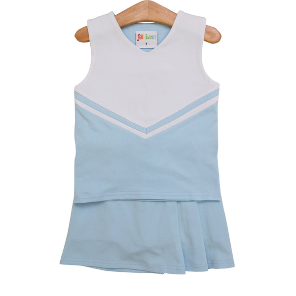 Cheer Uniform Skort Set- Light Blue/White