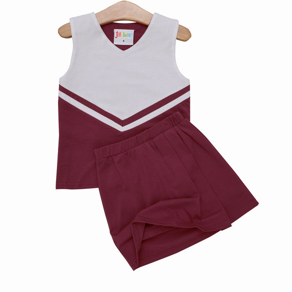 Cheer Uniform Skort Set- Maroon/White