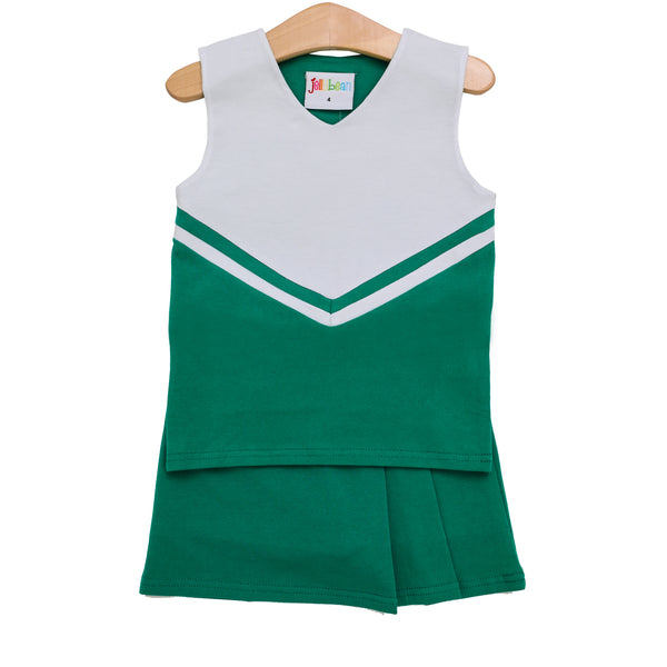 Cheer Uniform Skort Set- Kelly Green/White