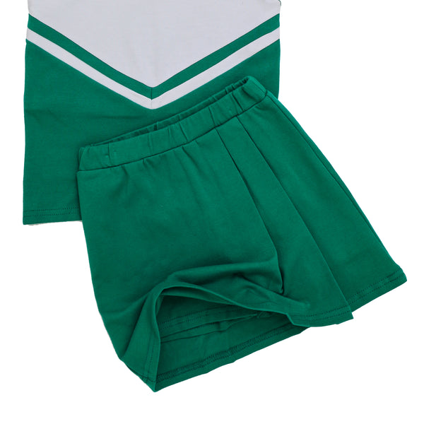 Cheer Uniform Skort Set- Kelly Green/White