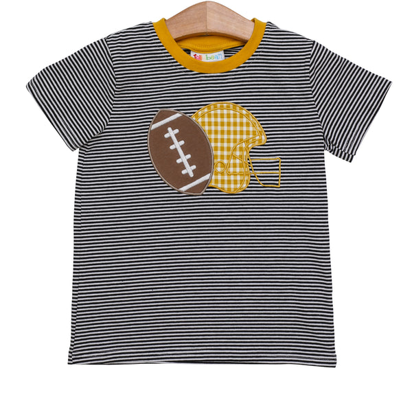 Football Applique T-Shirt- Black Stripe