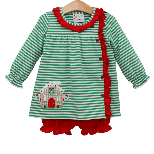 Christmas Cottage Ruffle Bloomer Set