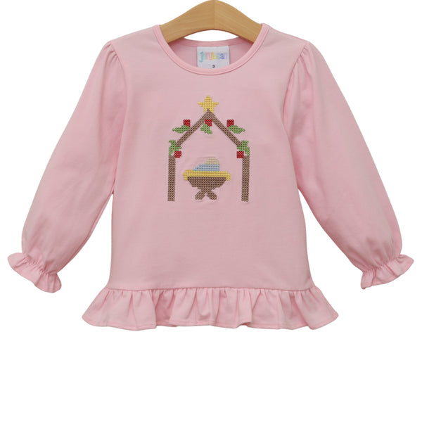 Away In A Manger Ruffle Top