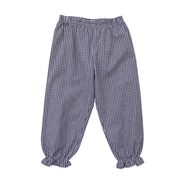 Ruffle Bloomer Pants- Navy Gingham