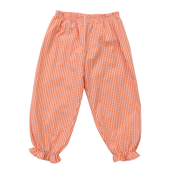 Ruffle Bloomer Pants- Orange Gingham