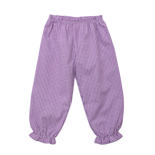 Ruffle Bloomer Pants- Lavender Gingham