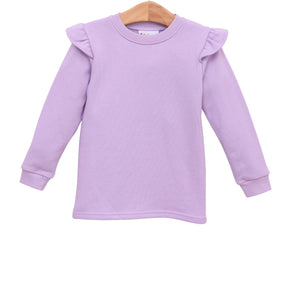 French Terry Flutter Pullover- Lavender