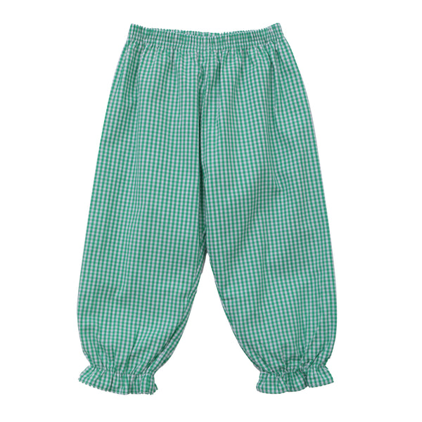 Ruffle Bloomer Pants- Kelly Green Gingham