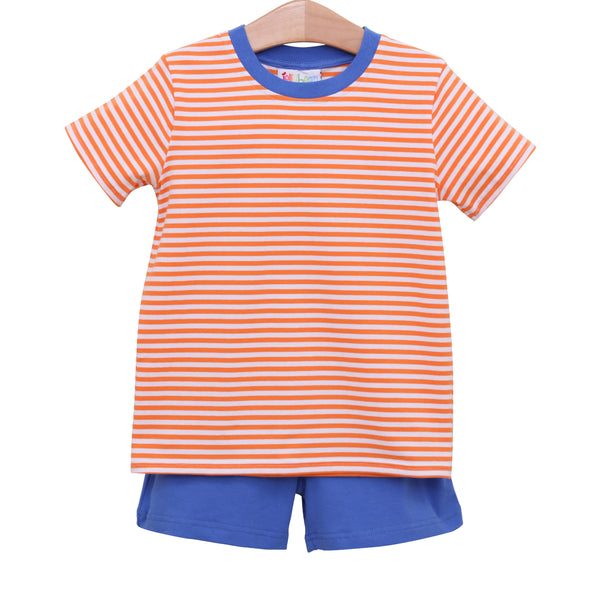 Avery Short Set- Orange Stripe/Blue