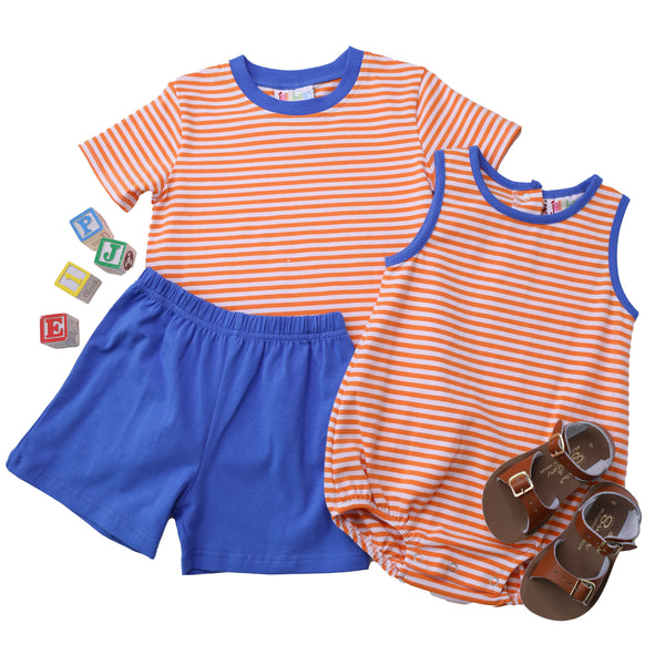 Avery Short Set- Orange Stripe/Blue