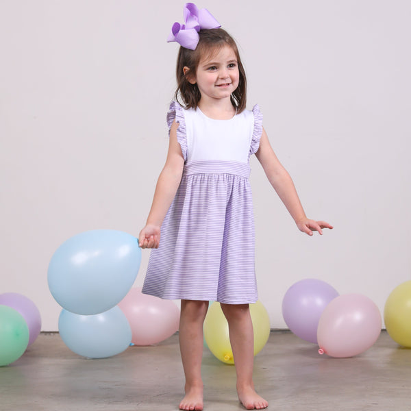 Sophia Dress- Lavender Stripe