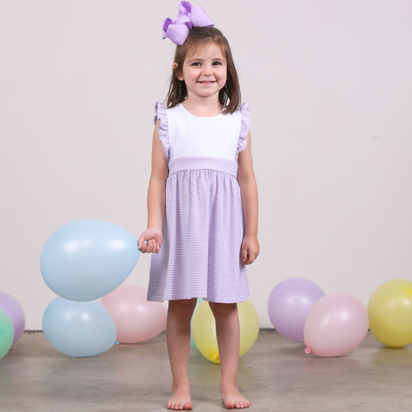 Sophia Dress- Lavender Stripe