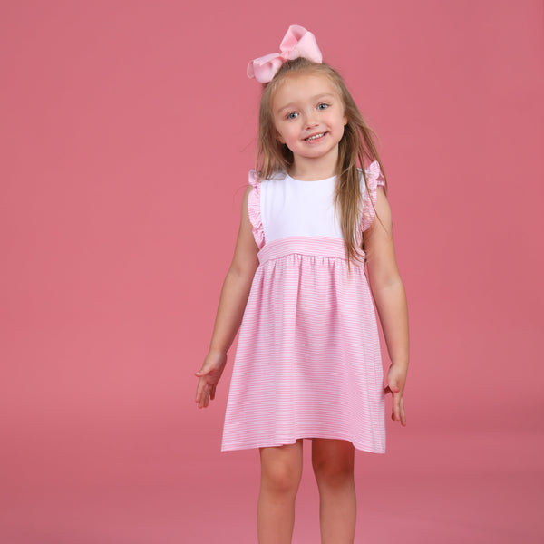 Sophia Dress- Light Pink Stripe