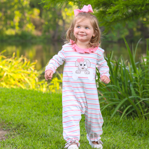 Puppy Applique Ruffle Romper