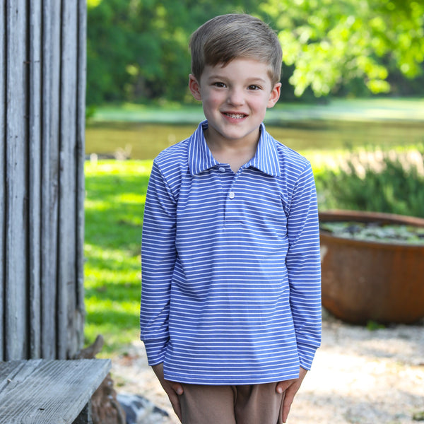 Michael Polo LS- Royal Wide Stripe