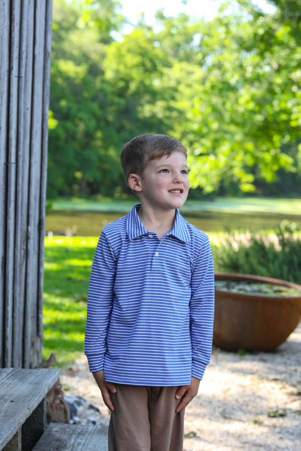 Michael Polo LS- Royal Wide Stripe