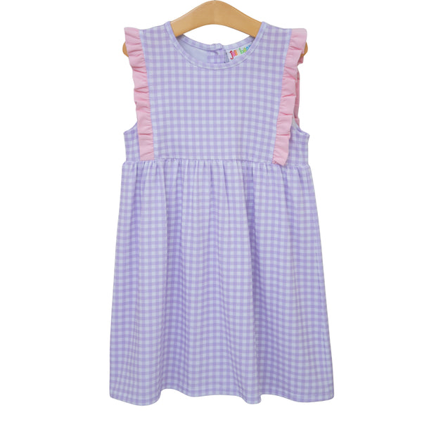 Evie Dress- Lavender Gingham w/ Light Pink