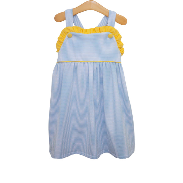 Lucy Dress- Light Blue Stripe and Yellow