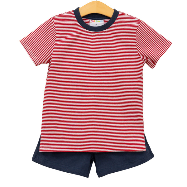 Avery Short Set- Red Stripe and Navy