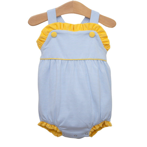 Lucy Sunsuit- Light Blue Stripe and Yellow