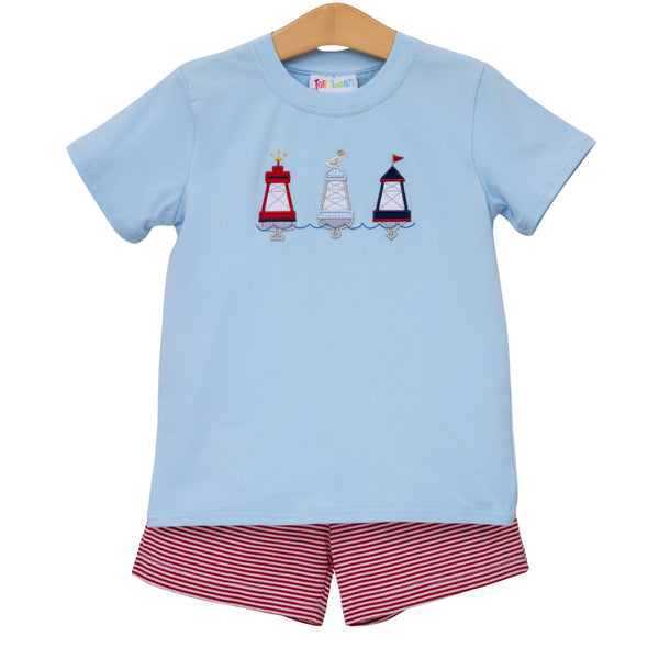 Red, White, and Buoy Short Set