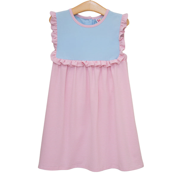 Ruby Dress- Light Blue and Pink Stripe