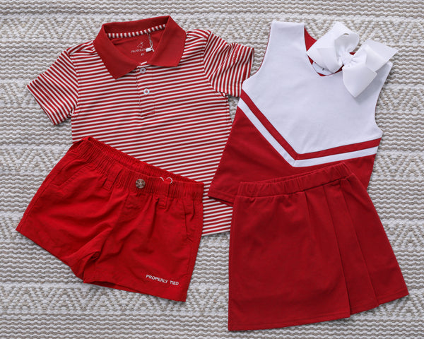 Cheer Uniform Skort Set- Crimson/White