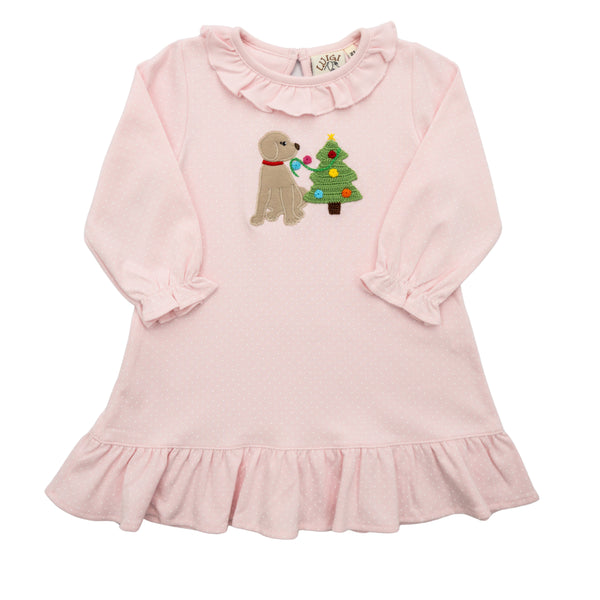 Lab W/ Christmas Tress Ruffle Dress