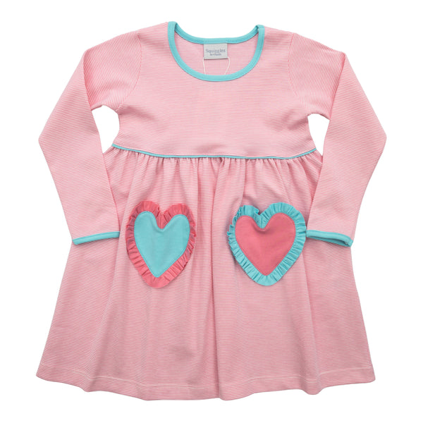 Mismatched Heart Ruffle Pocket Dress