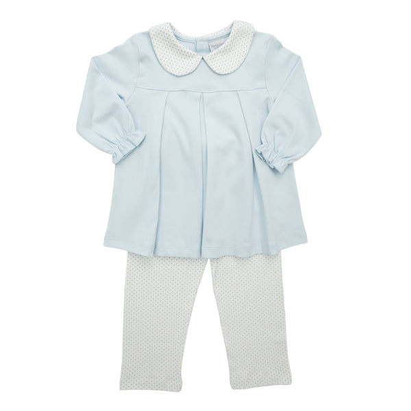 Collared Dress L/S W/ Legging- Blue