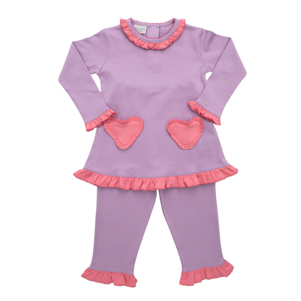 Heart Shaped Ruffle Pocket Pants Set