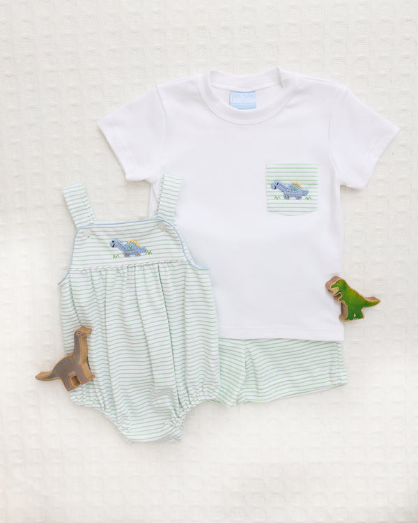 Dino's Strap Knit Bubble- Green Stripe