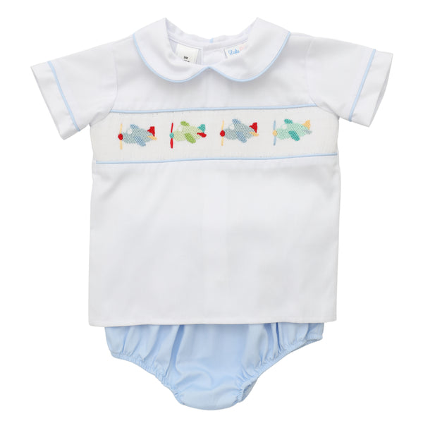 Airplane Smocked Diaper Set