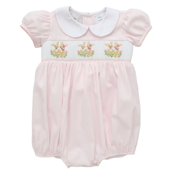 Bunny Smocked Bubble- Pink