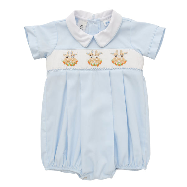 Bunny Smocked Bubble- Blue