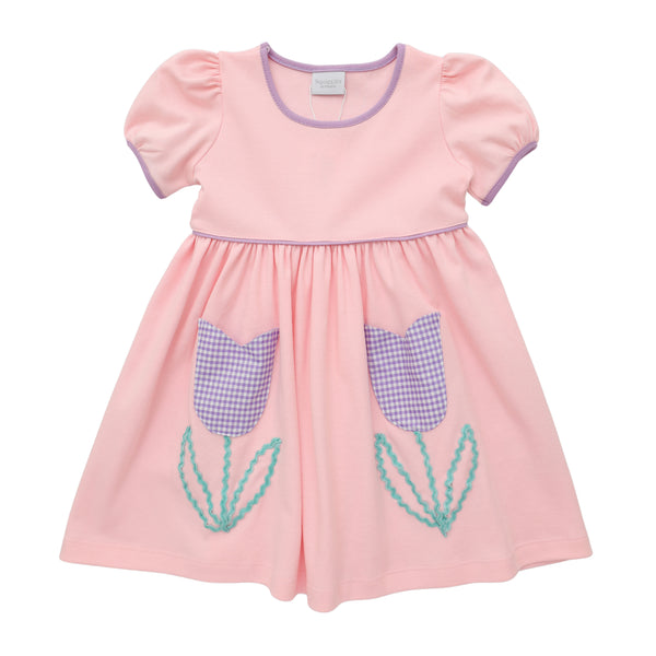 Tulip Pocket Dress- Light Pink/Lavender