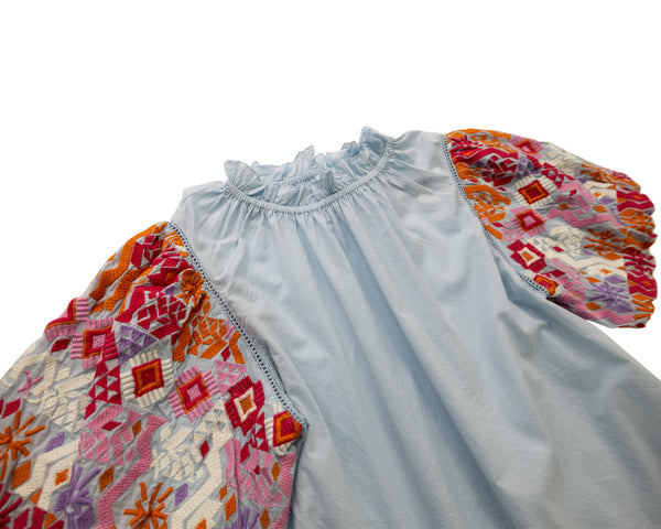 Embroidered Puff Sleve Top