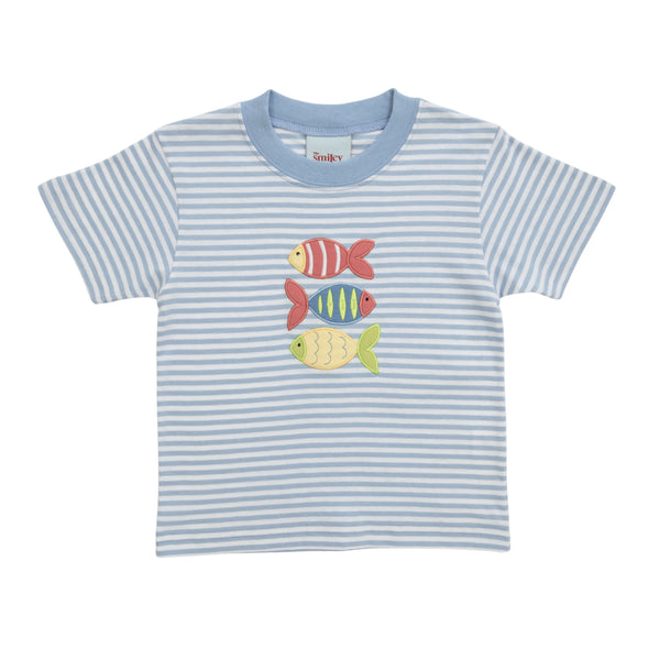Fish Trio Shirt- Blue Stripe