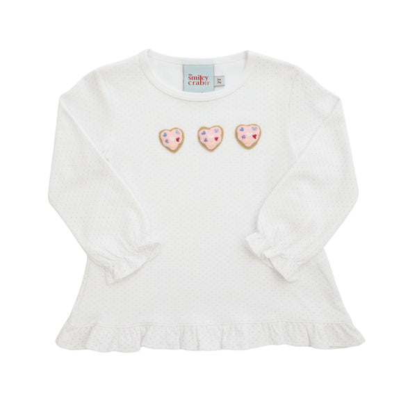 Heart Cookie Trio Ruffle Blouse