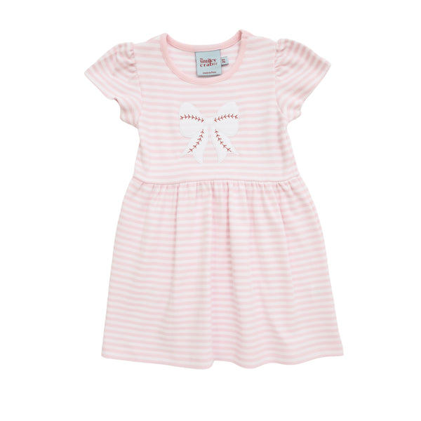 Baseball Print Bow Dress