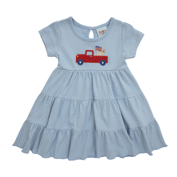 Patriotic Dog in a Truck Tiered Dress