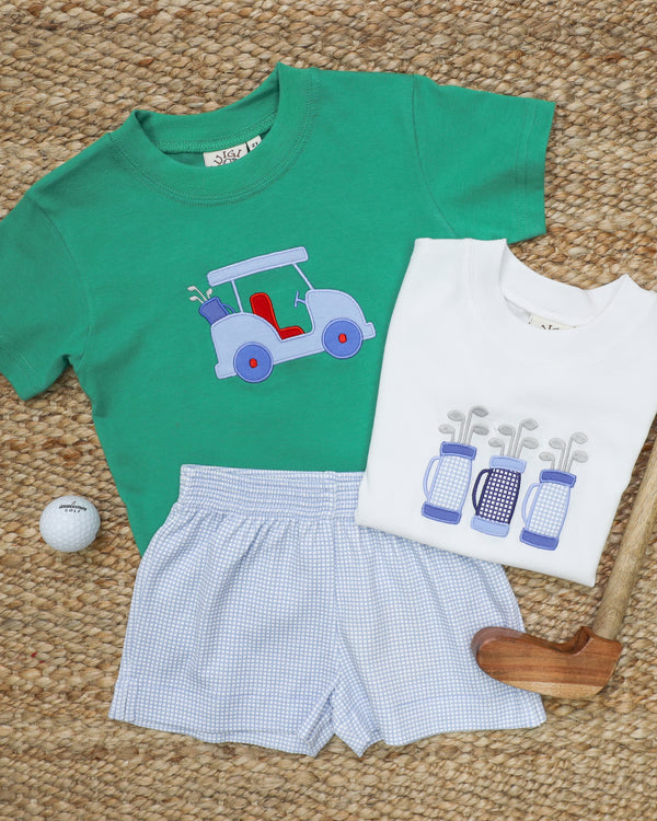 Light Blue Gingham Shorts