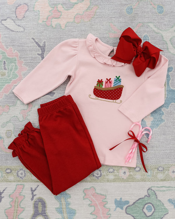 Christmas Sleigh Ruffle Top