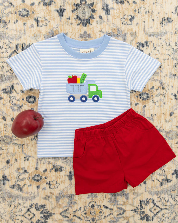 Deep Red Twill Shorts