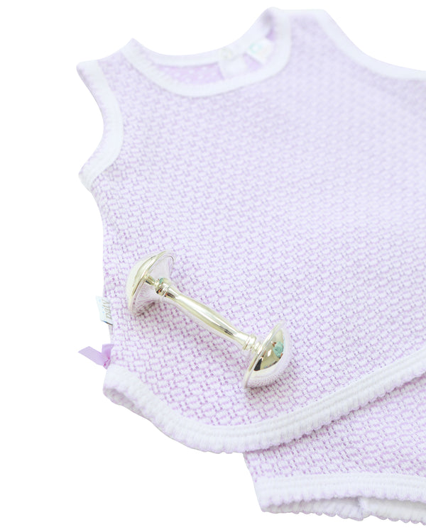 Sleeveless Bows Diaper Set- Lavender